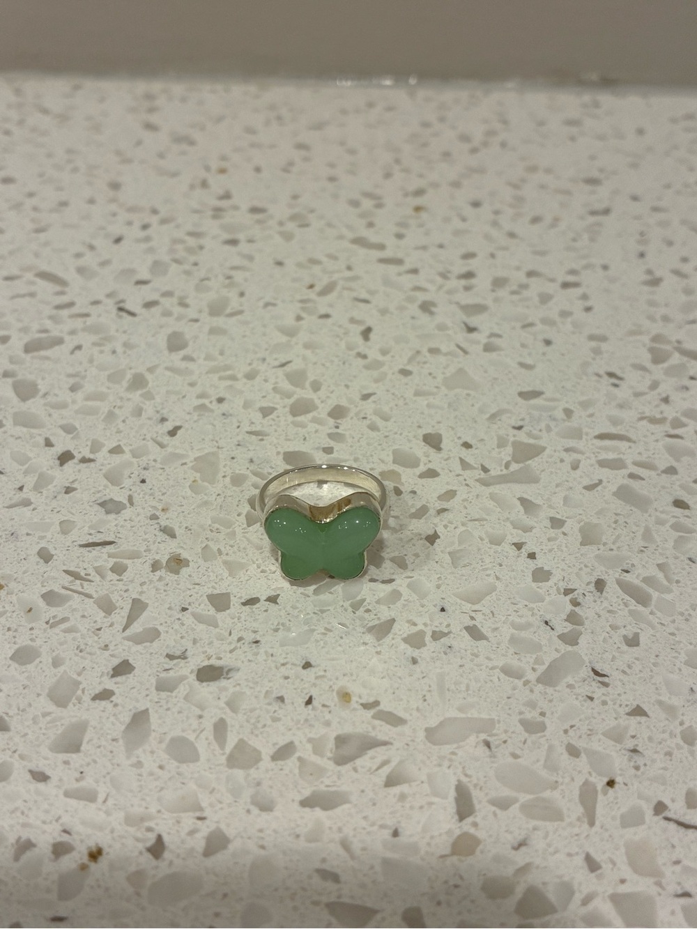 Green agate butterfly ring